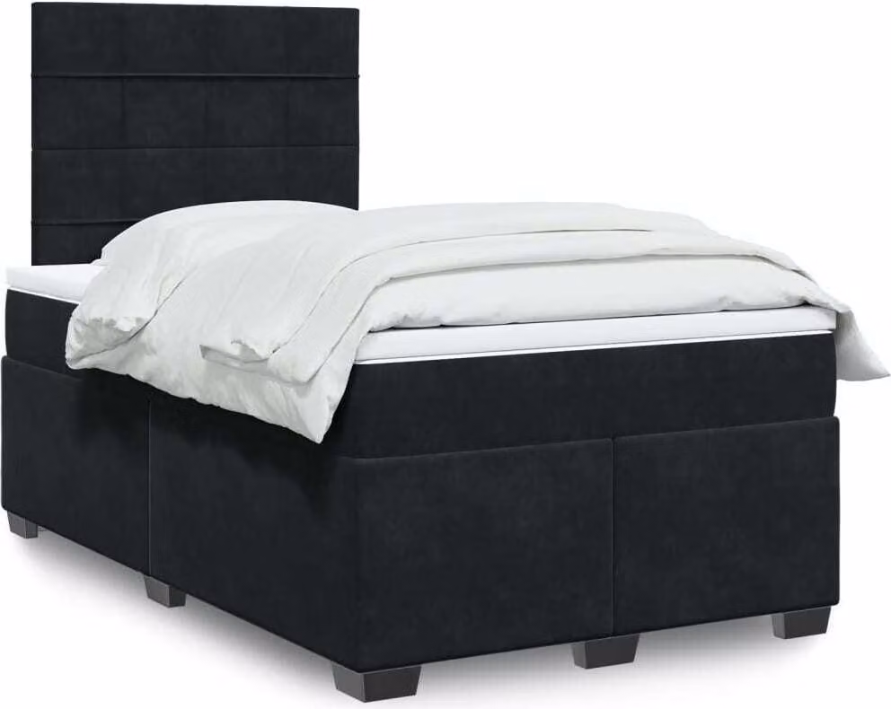 Maison Exclusive - Giroletto a Molle con Materasso Nero 120x200 cm in Velluto
