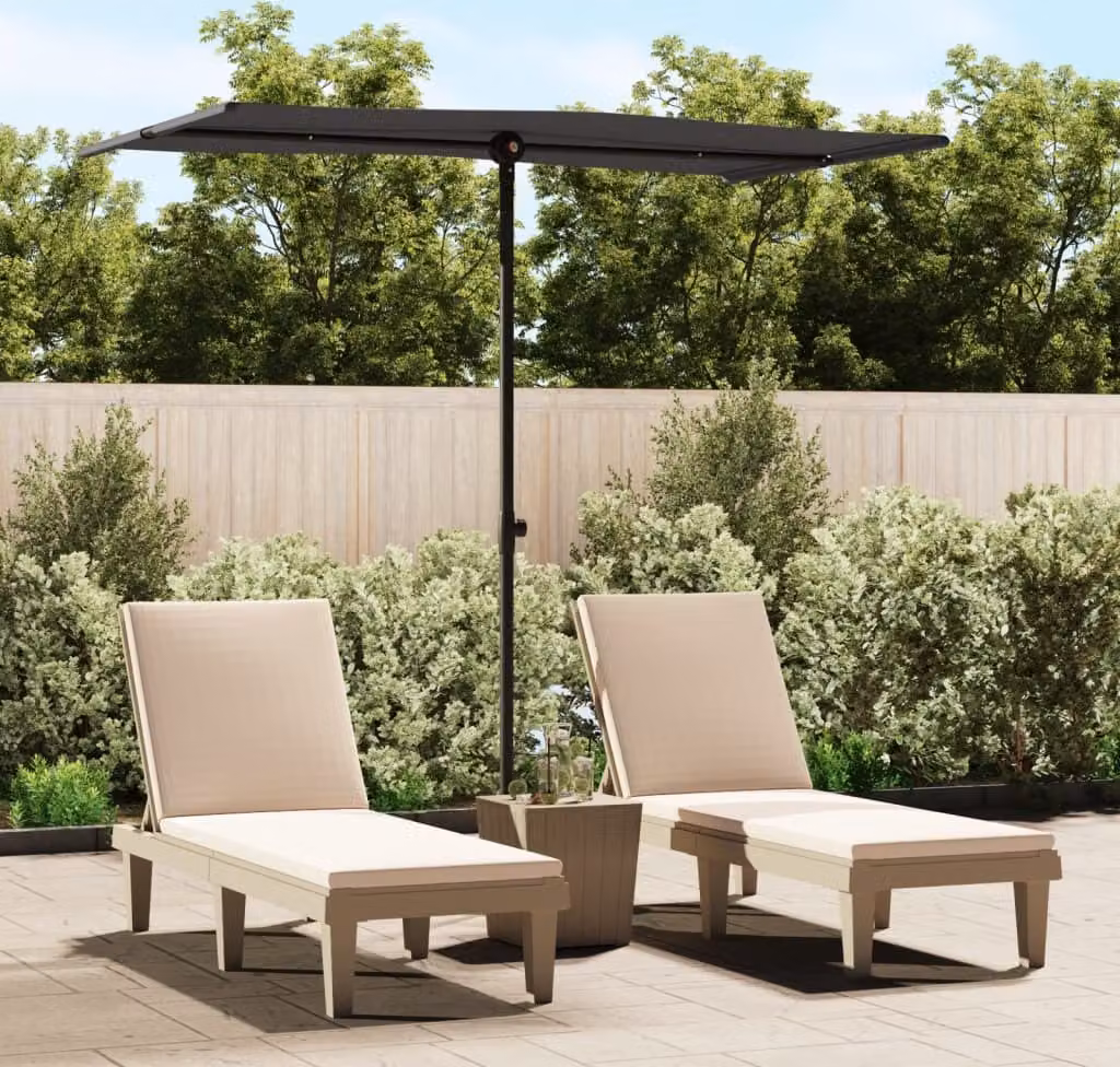 Ombrellone The Living Store con asta in alluminio 180 x 110 cm nero