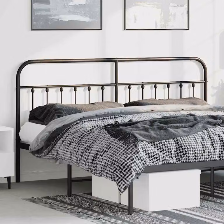 Testiera di ricambio vidaXL in metallo nero laccato per letto 180x200 cm
