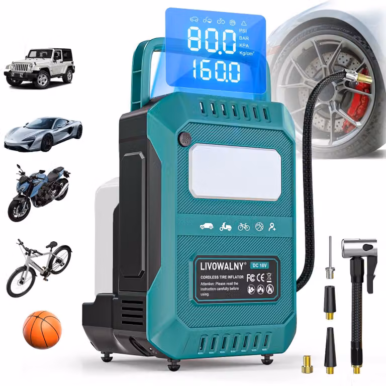 Compressore portatile a batteria da 18V, senza fili e potente