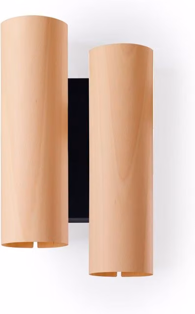 Applique LZF Black Note Duplet in legno e metallo nero, dimmabile, con luce up and down
