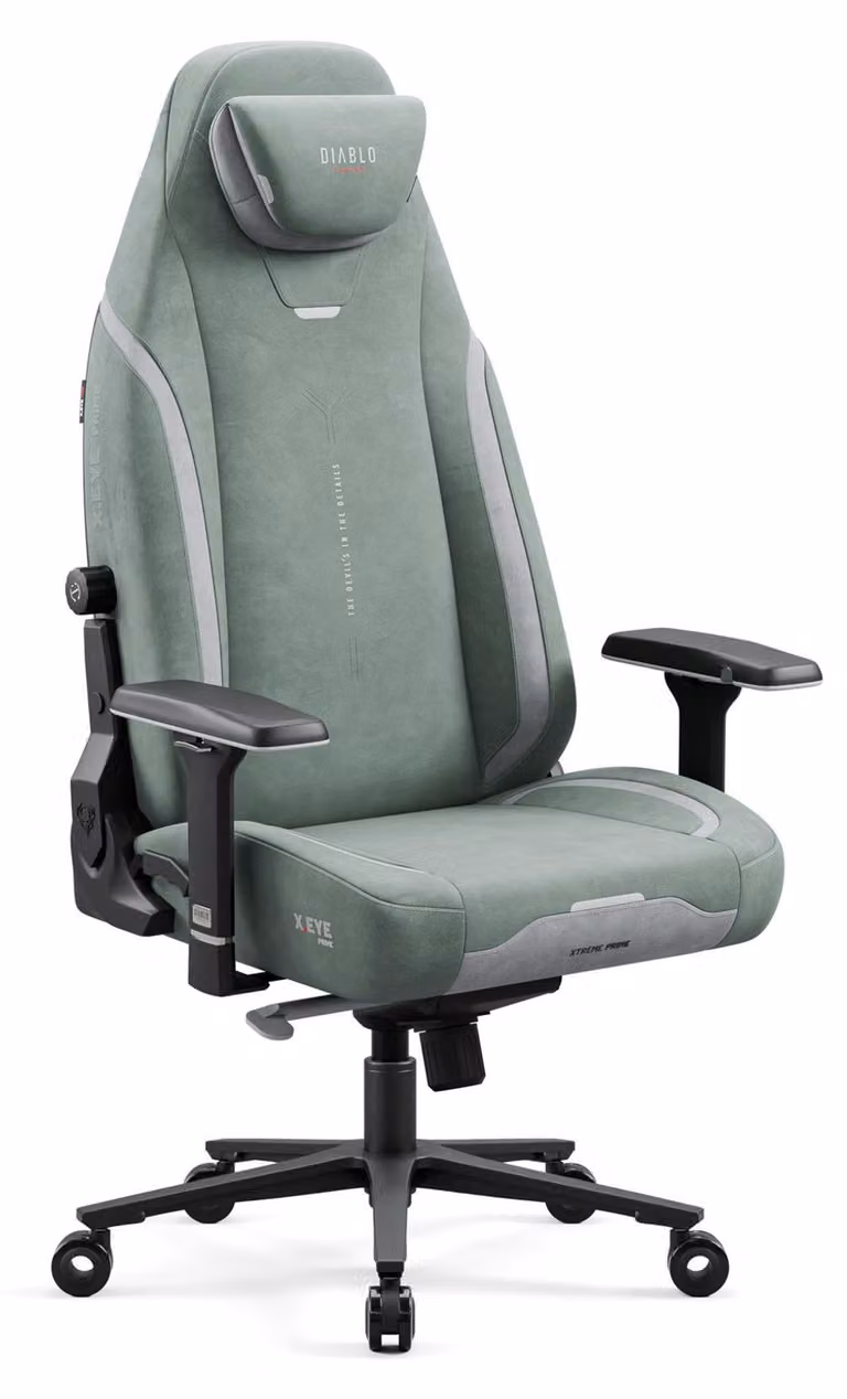 Diablo X.Eye Prime sedia da gioco con funzione di raffreddamento sedia da ufficio sedia da scrivania, carico massimo 140 kg, dimensioni normali, colore verde