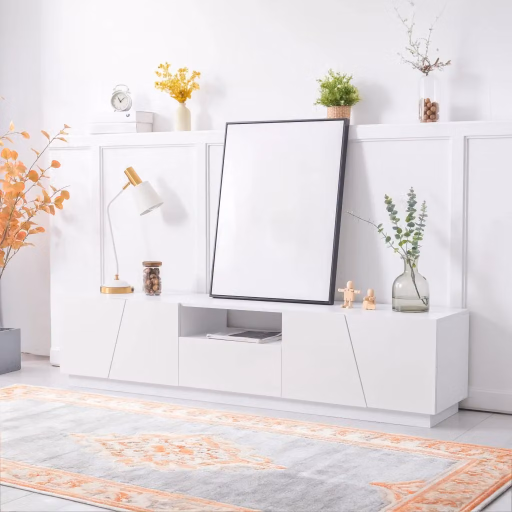 Mobile TV moderno WISHDOR bianco in MDF per soggiorno L: 170 cm, P: 42 cm, H: 37 cm – 2