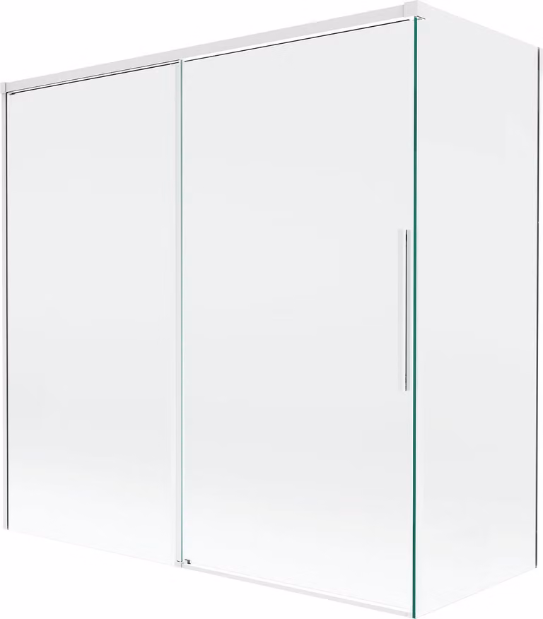 Mexen Rox paratia per vasca 2 ante scorrevoli 160 + 75 x 150 cm, trasparente, bianco - 8C9-160-075-20-00
