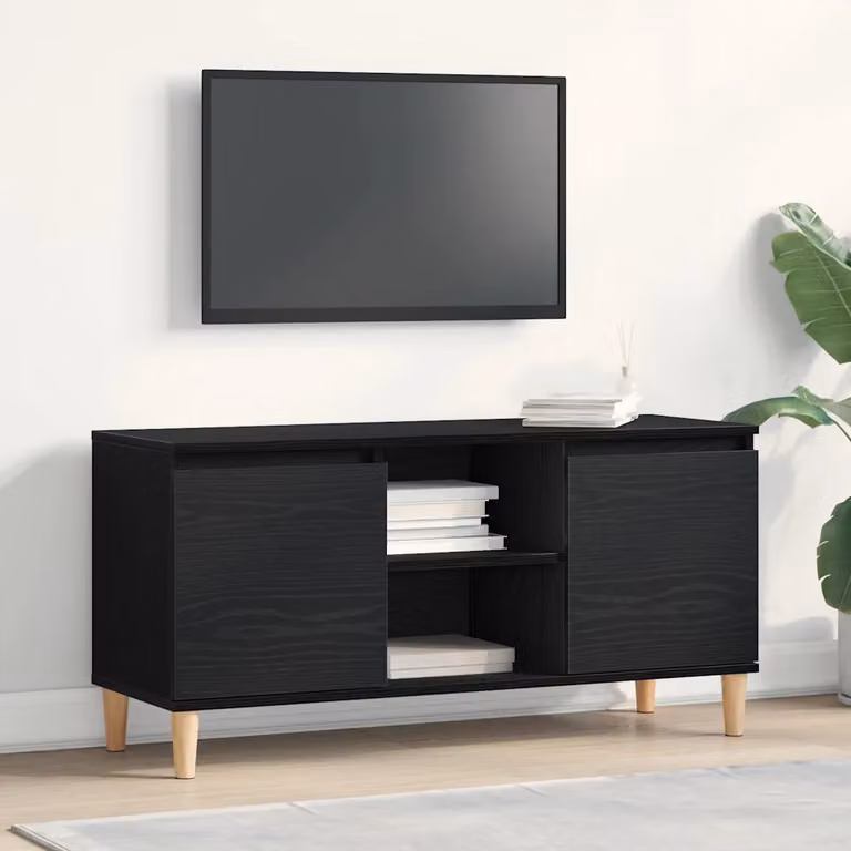 Mobile TV vidaXL moderno in legno ingegnerizzato nero L/P/H: 102 x 35 x 50 cm