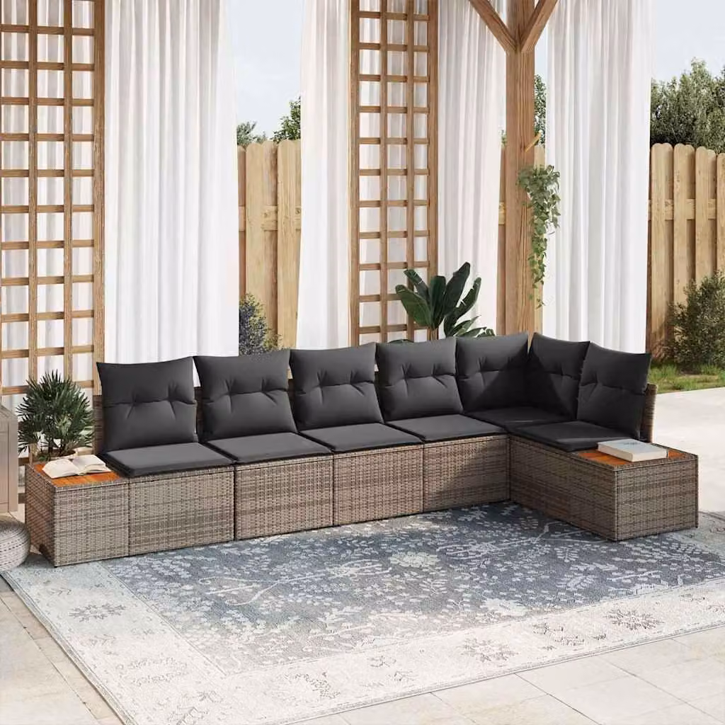 Maison Exclusive - Set Divano da Giardino con cuscino 6 pcs Grigio Poly Rattan