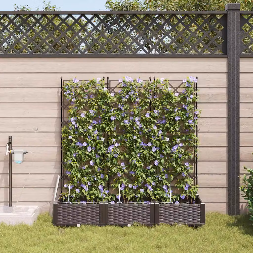 Set di 3 vasi da giardino vidaXL in plastica marrone, L/P/H: 120 x 40 x 126 cm