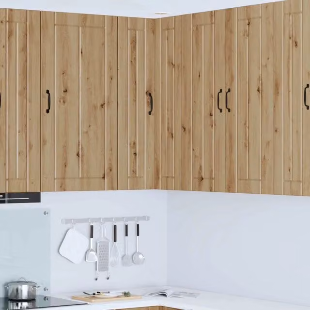 Mobile angolare da parete moderno vidaXL in legno color rovere marrone per cucina e soggiorno