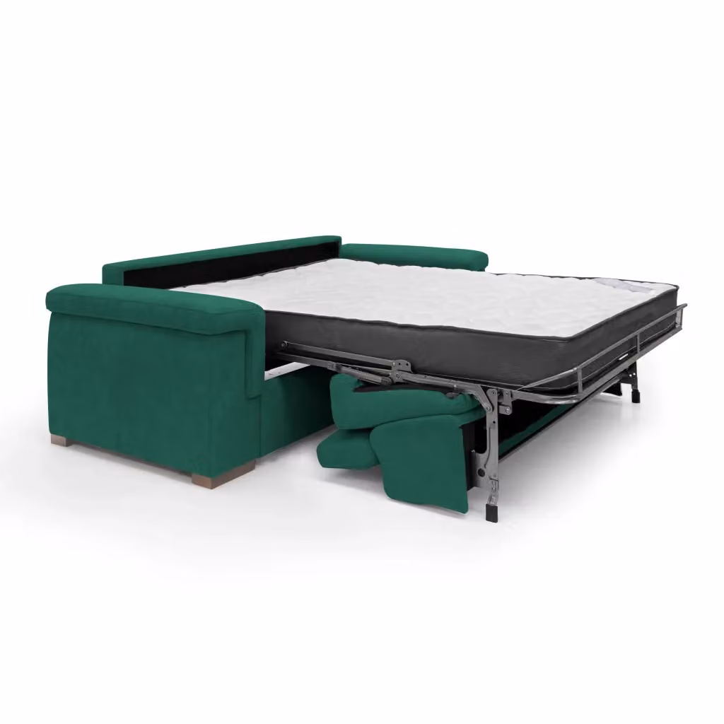 Divano letto Giunone Divani.Store verde con struttura in tessuto e materasso in foam, L/P/H: 200 x 120 x 18 cm – 2