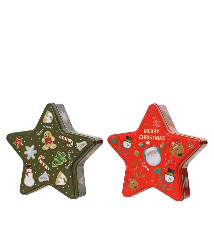 Decoris Contenitore Stella in Latta 19x18,5x5 cm