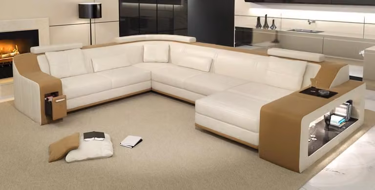 Moderne Sitzecke Ecksofa Sofa Polster Couch Ledersofa Eckgarnitur Wohnlandschaft