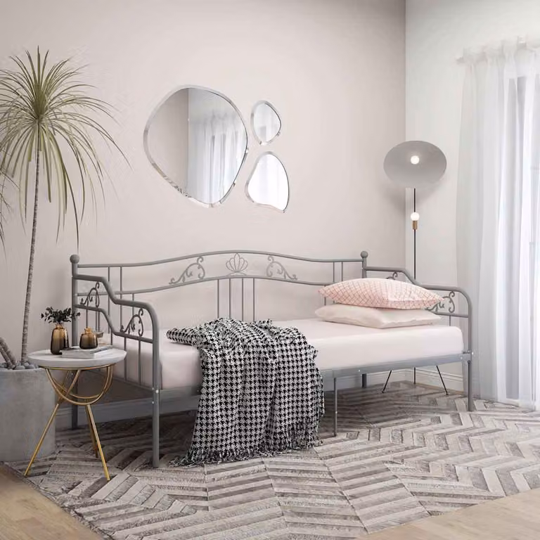 vidaXL Telaio Divano Letto in Metallo Grigio L/P: 90 x 200 cm