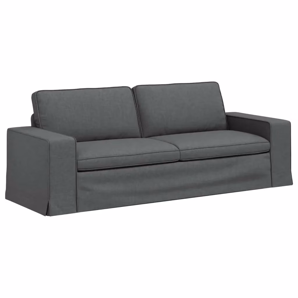vidaXL Divano Moderno in Tessuto Grigio Scuro con Struttura in Metallo L: 222 cm, P: 80 cm, H: 82 cm – 2