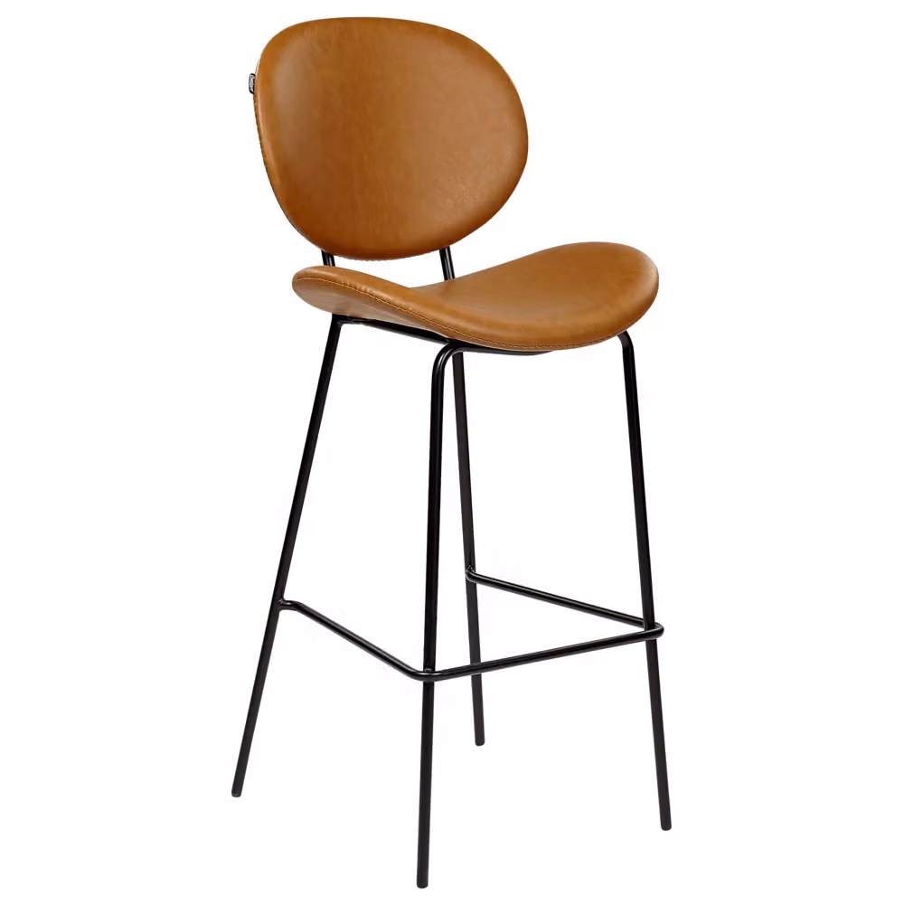 Set di 2 sedie Beliani in ecopelle marrone e dorato con gambe in metallo per sala da pranzo e cucina – 2