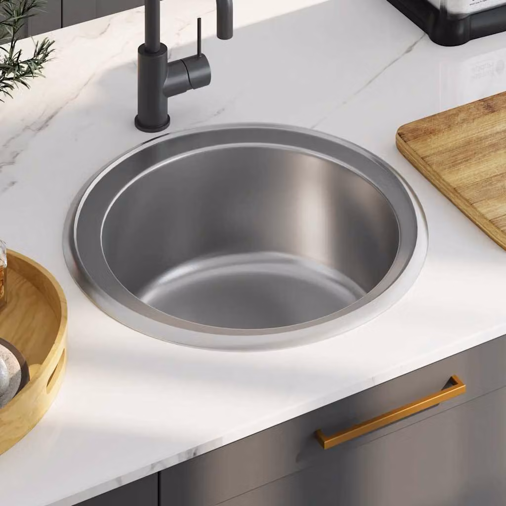 Lavello da Cucina con Filtro e Sifone in Acciaio Inox vidaXL, Colore Argento, L/P/H: 48 x 16 x 16 cm – 1