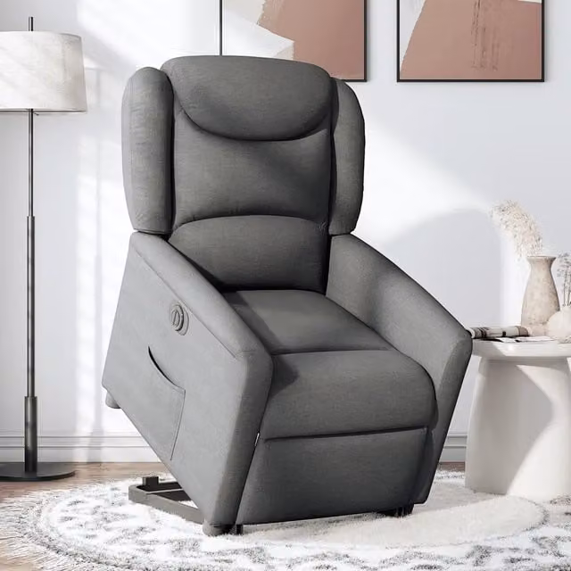 Poltrona Alzapersona Reclinabile Elettrica vidaXL Grigio con Braccioli e Supporto per Senior – 1