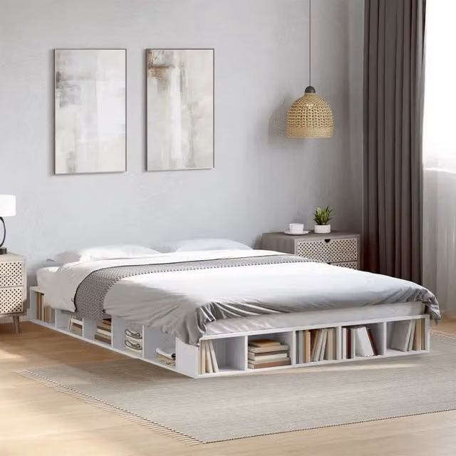 Giroletto-Struttura Letto Bianco 140x200 cm in Legno Multistrato 128693