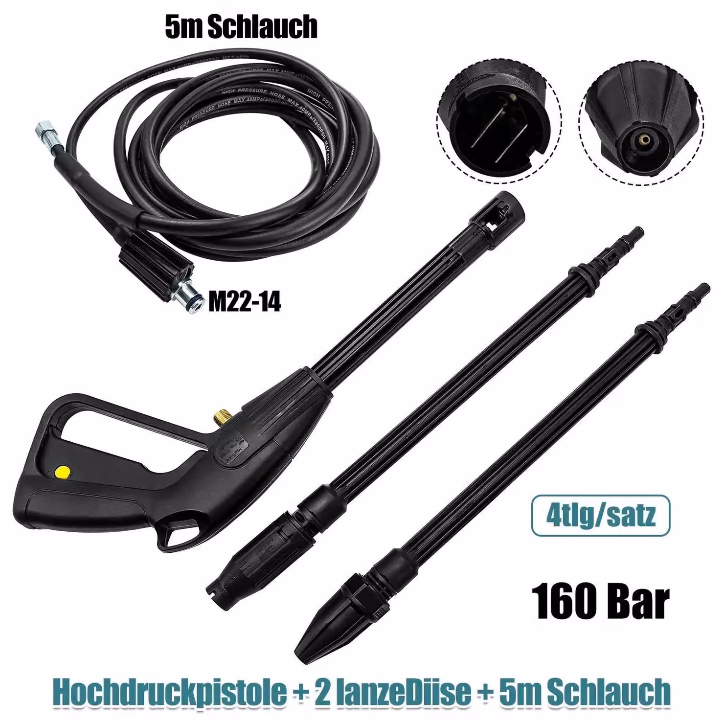 Pistola per idropulitrice - Lancia spray - Ugello spray - Getto d'acqua - Adatta per il lavaggio auto