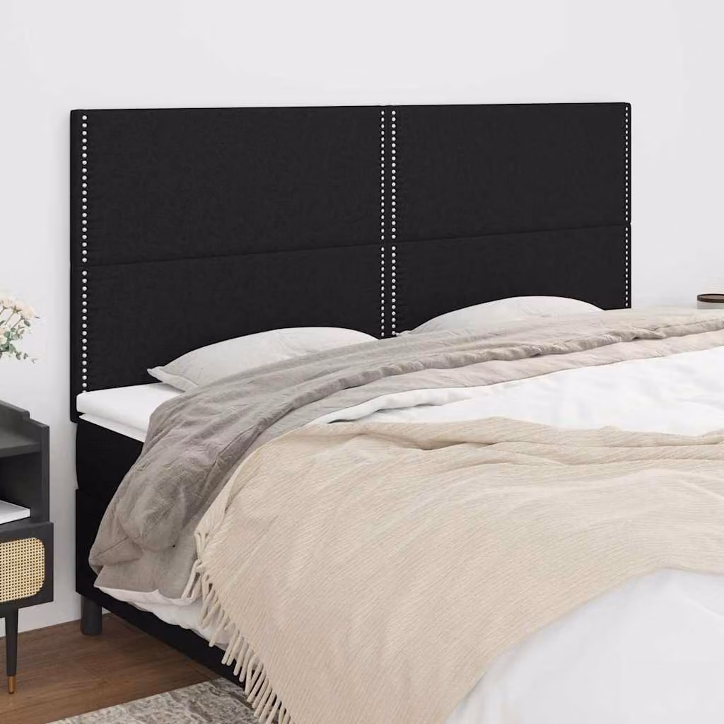 Testiera per letto imbottita vidaXL in tessuto nero L: 200 cm, P: 5 cm, H: 118/128 cm