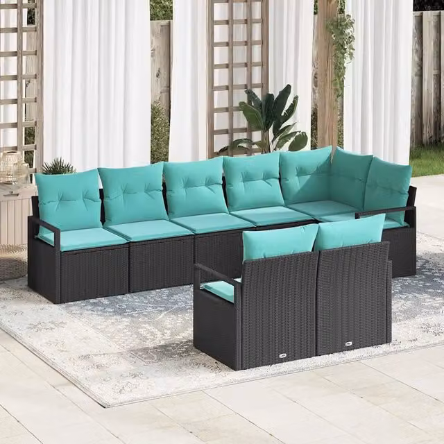 Set di divani 8 pz Nero polyrattan 3346436