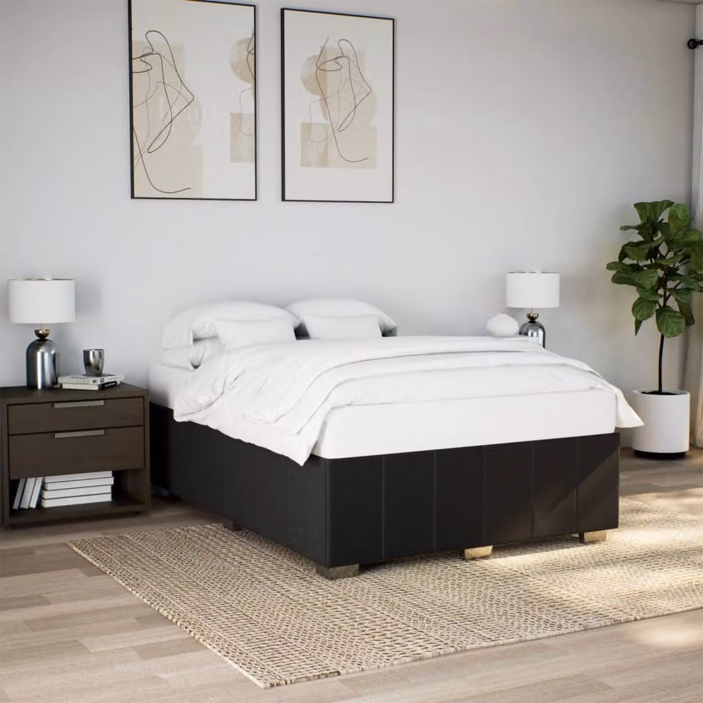 vidaXL Giroletto senza Materasso Nero in Tessuto L: 160 cm, P: 200 cm – 1