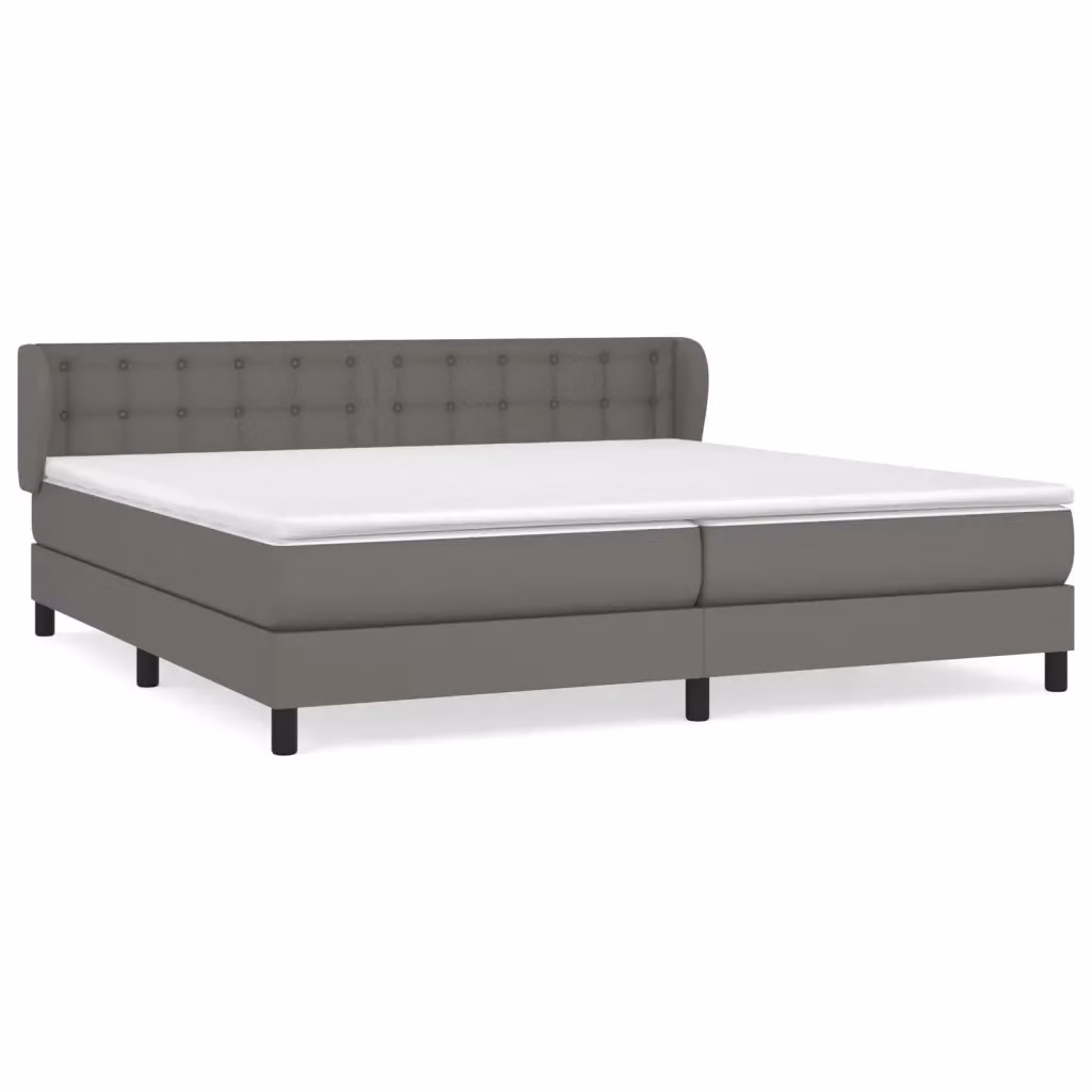 vidaXL Giroletto a Molle con Materasso Grigio in Similpelle L/P: 200 x 200 cm – 2