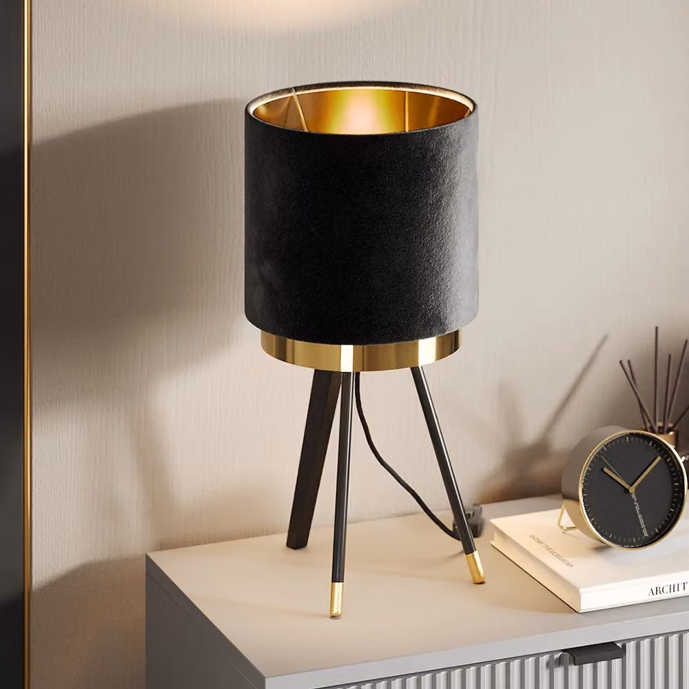 Set di 2 lampade da tavolo Goldamo Vicco in metallo nero e oro, L 23 cm x H 46 cm – 2