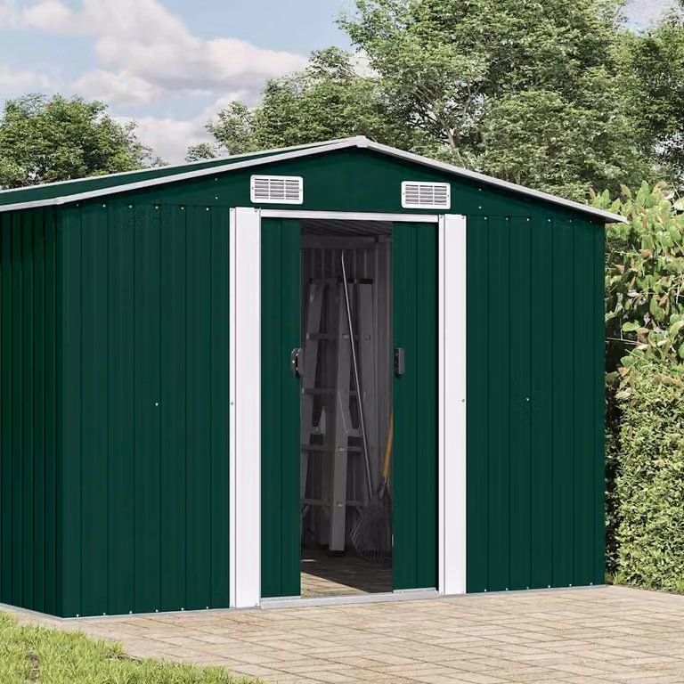 vidaXL Casetta da Giardino 257x392x181 cm in Metallo Verde