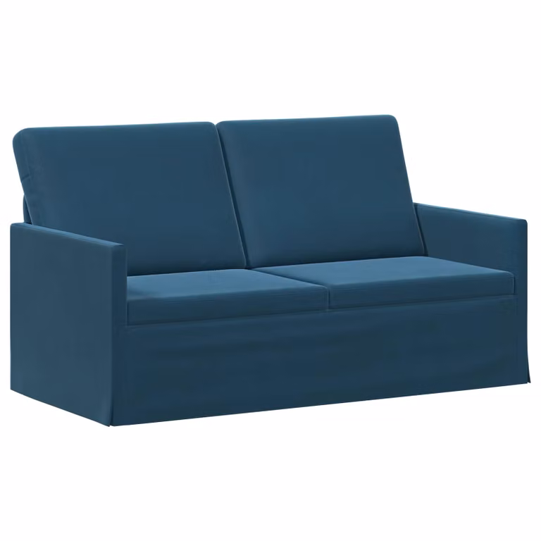 Divano a 2 posti vidaXL in velluto blu con struttura in metallo, L 150 x P 81 x H 82 cm