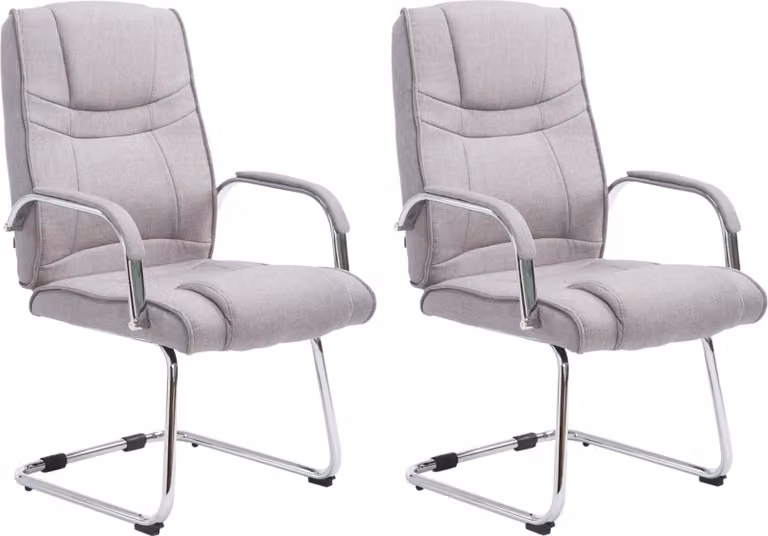 CLP Set da 2 poltrone senza braccioli, modello Attila, rivestite in tessuto grigio con struttura in metallo