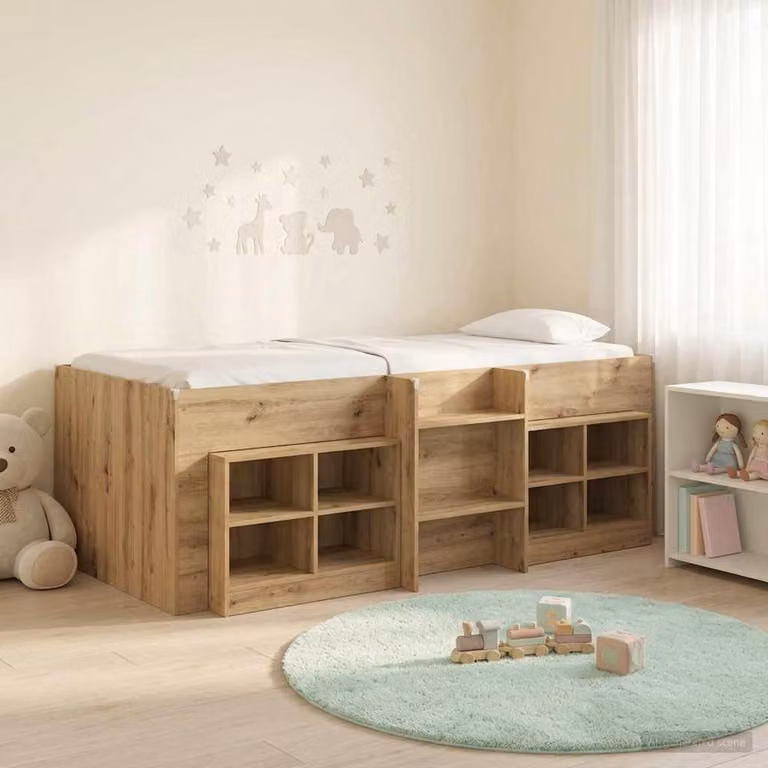 Maison Exclusive - Struttura letto a soppalco con armadio, realizzata in legno impiallacciato effetto "Artisan Oak" (3 pezzi)