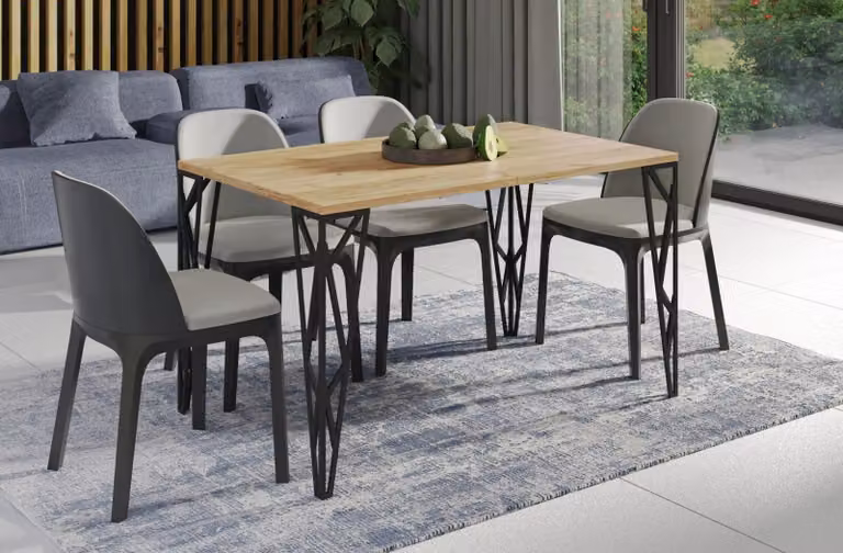 Tavolo da pranzo Endo-Möbel Rulo 130cm - 210cm allungabile Tavolo da cucina di design con struttura in metallo (rovere Craft)