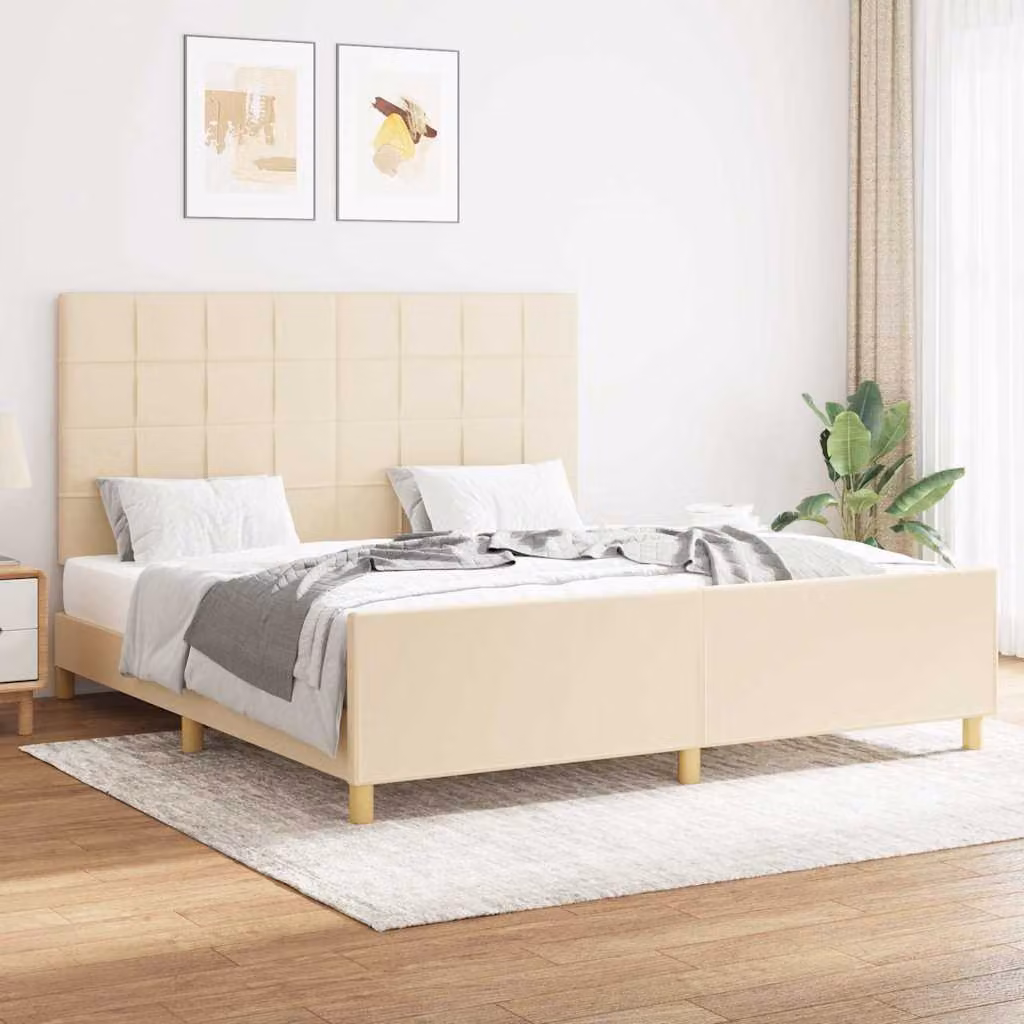 Giroletto vidaXL senza materasso in tessuto beige e legno di larice L/P/H: 203 x 160 x 128 cm