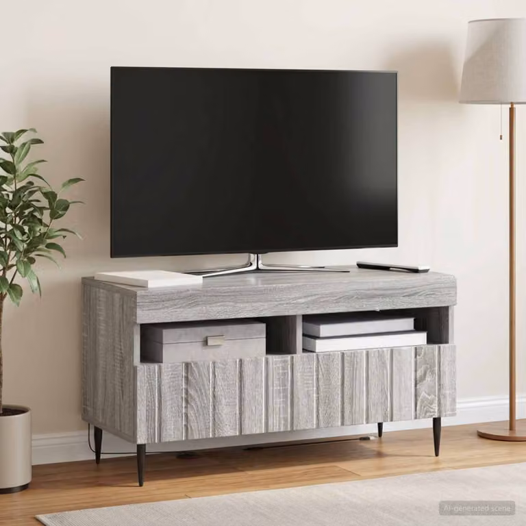 Mobile TV LED vidaXL ZWOLLE moderno in legno grigio L 81 cm, P 35 cm, H 43 cm