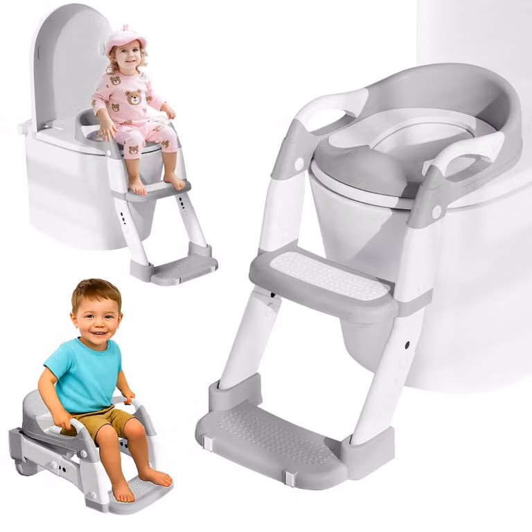 Riduttore per WC 3-in-1 per bambini, con scaletta e superficie antiscivolo