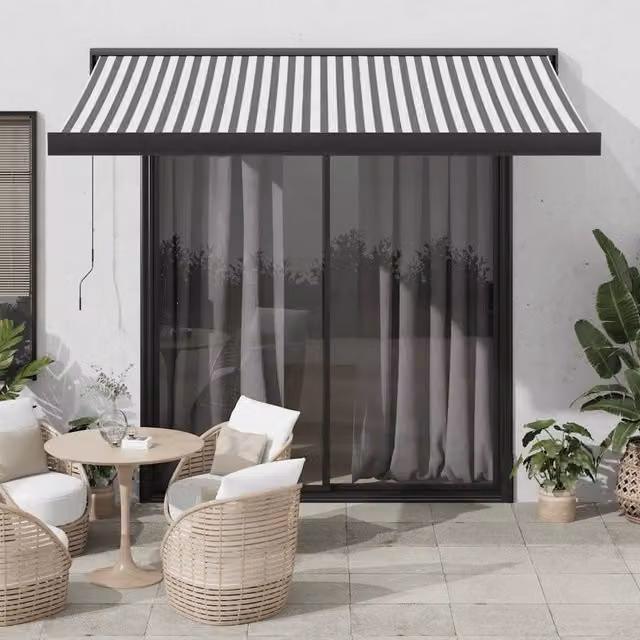 Tenda retrattile vidaxl con bracci pieghevoli in alluminio e tessuto in poliestere, colori antracite e bianco, L: 350 cm, P: 250 cm – 1