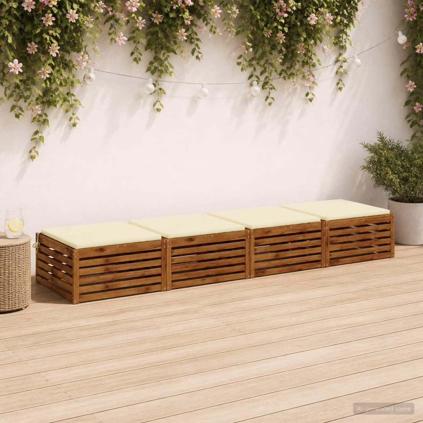 Set di 4 cuscini per sedia vidaXL in poliestere beige con rivestimento lavabile e resistente ai raggi UV