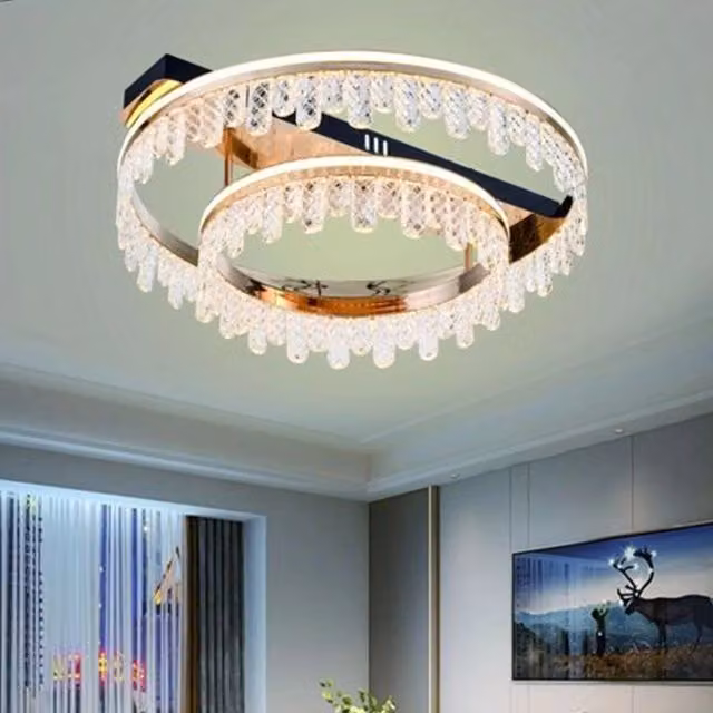 Trade Shop - Plafoniera Lampadario Da Soffitto Led Dorata 72 W 3 Colorazioni Di Luce Pn-30-3c -