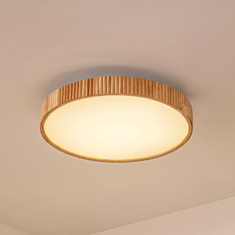 Plafoniera a LED Velua Lindby, dimmerabile, Legno chiaro, Soggiorno / Sala da pranzo, Legno, Moderno, Plafoniera LED