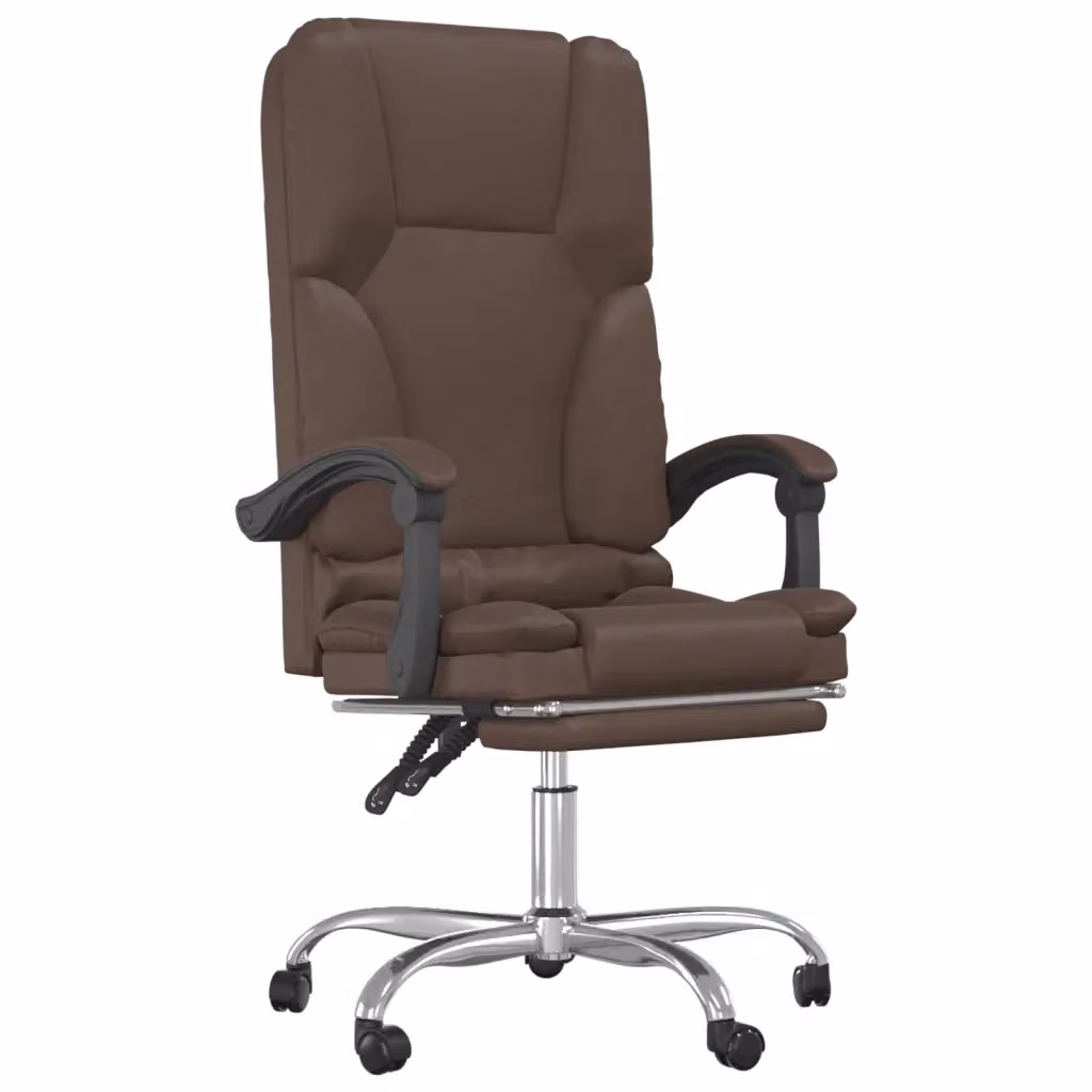 Poltrona da ufficio executive vidaXL in similpelle marrone con poggiatesta e rotelle, L: 63,0 cm, P: 46,5 cm, H: 120,0 cm – 2