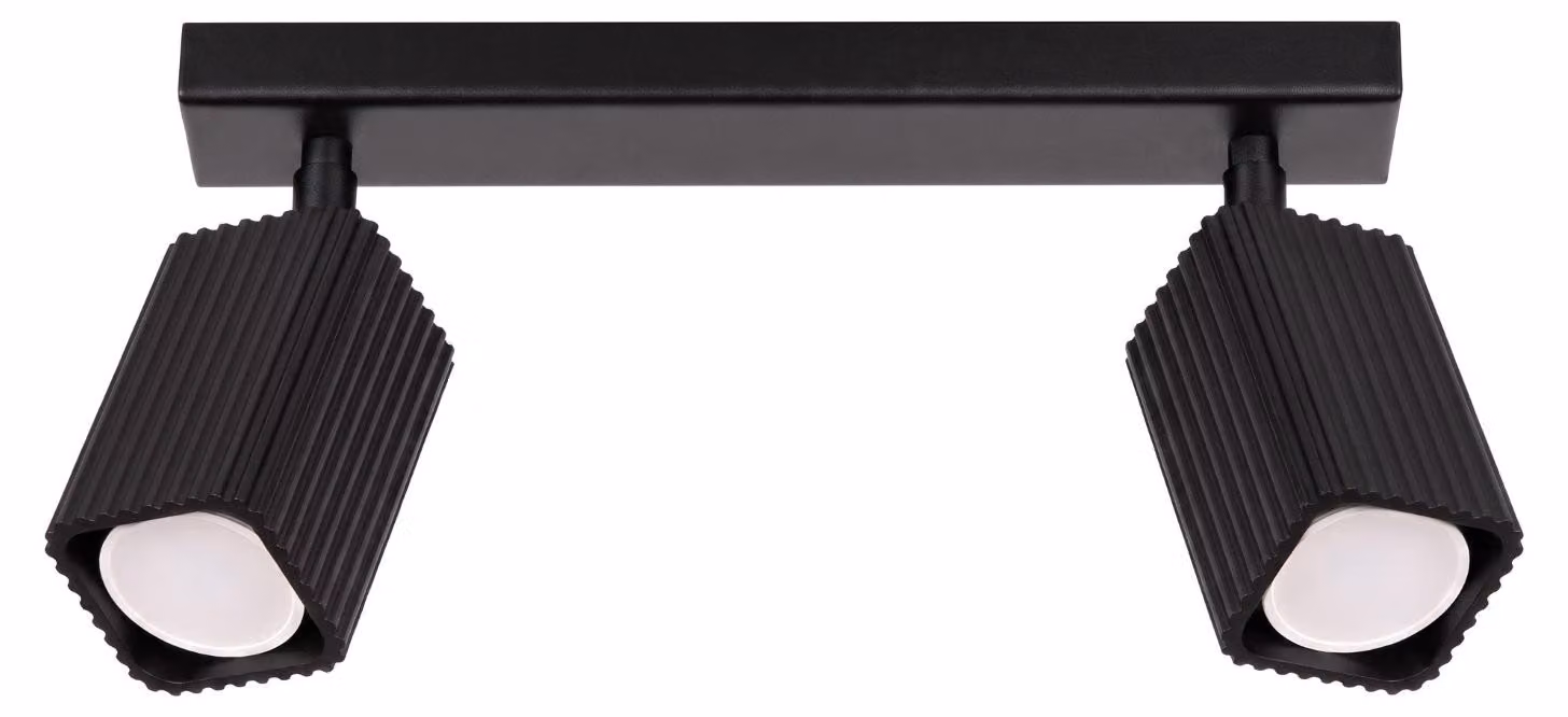 Plafoniera RAYO 2 nera 2xGU10 10W alluminio 16,5x6x30cm Sollux Lighting