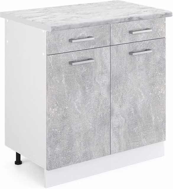 Mobiletto base per cucina R-Line Calcestruzzo/Bianco 80 cm, PL Marmo Vicco