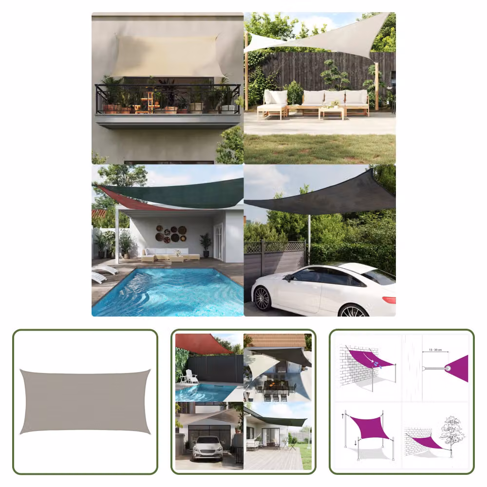 The Living Store Tenda da sole 160 g/m² rettangolare Grigio chiaro 2x4 m HDPE