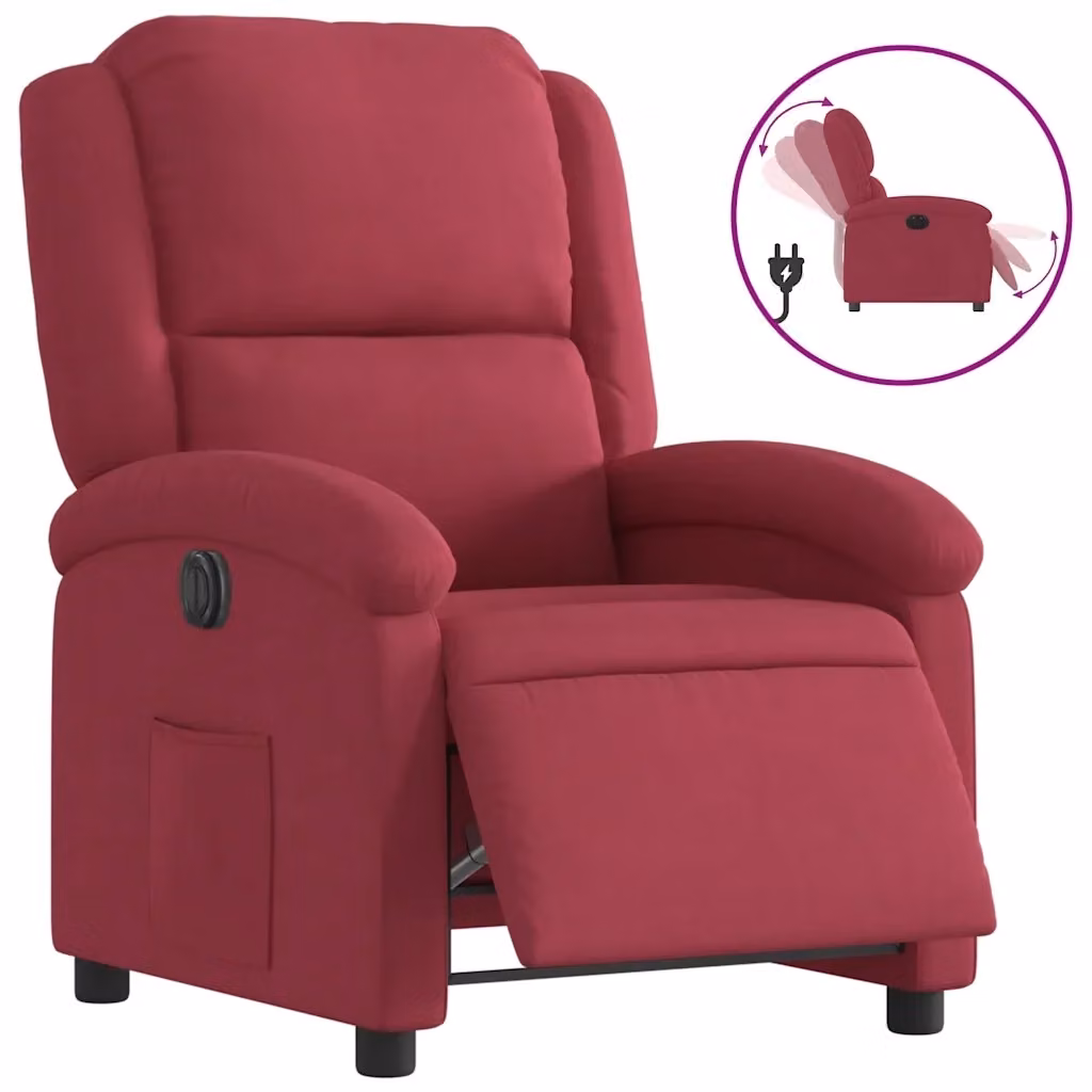 Poltrona Elettrica Reclinabile vidaXL in Tessuto Rosso con Braccioli e Funzione Auto-Return per il tuo Relax in Soggiorno – 2