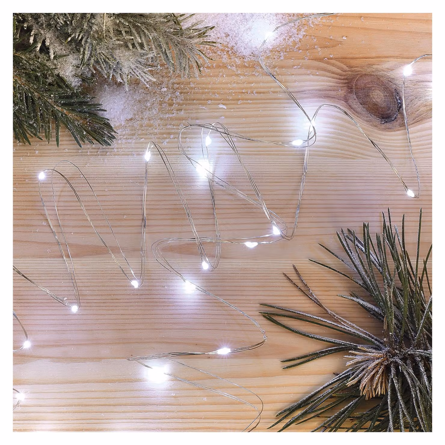 Catena luminosa a LED, lunghezza 1,9 metri, luce bianca fredda, con timer, alimentata a batteria, 20 LED