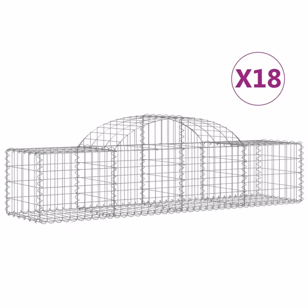 Set di 18 Cesti Gabbioni ad Arco vidaXL in Acciaio Zincato Argento L: 200 cm, P: 50 cm, H: 40/60 cm – 2