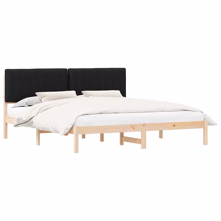 Letto con Testiera Rivestita vidaXL in Pino Massello Nero L/P/H: 180 x 200 x 185,5 cm