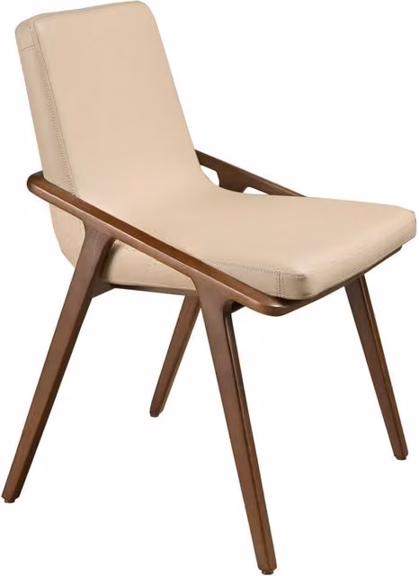 Sedia moderna in ecopelle beige con struttura in legno Angel Cerdá