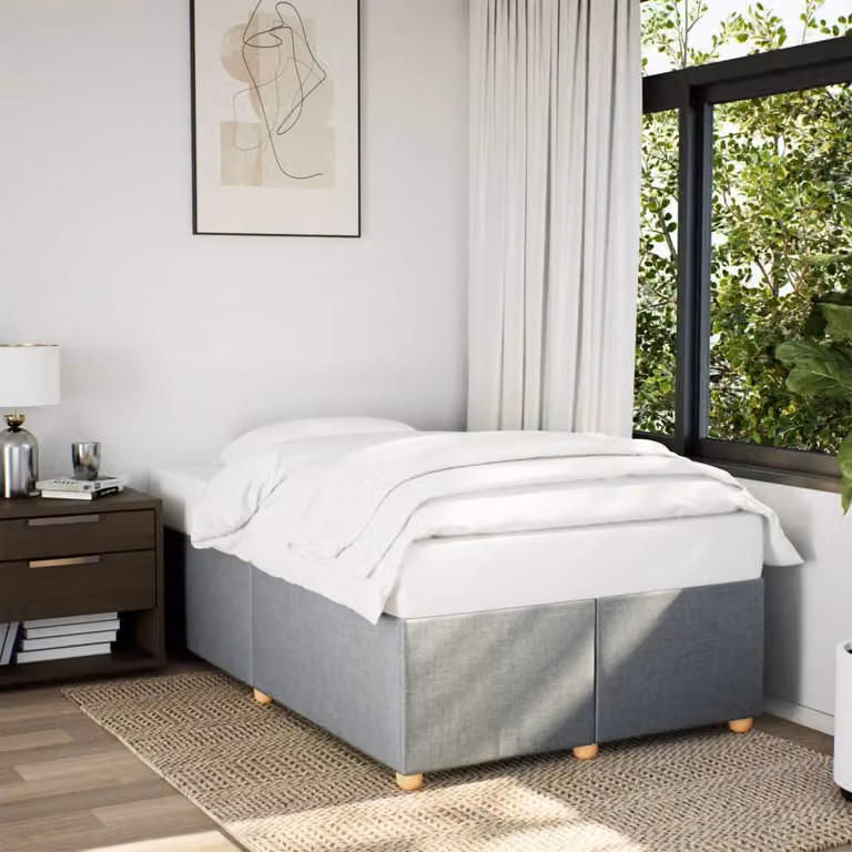 vidaXL Giroletto senza Materasso in Tessuto Grigio con Listelli in Legno L 120 x P 200 cm