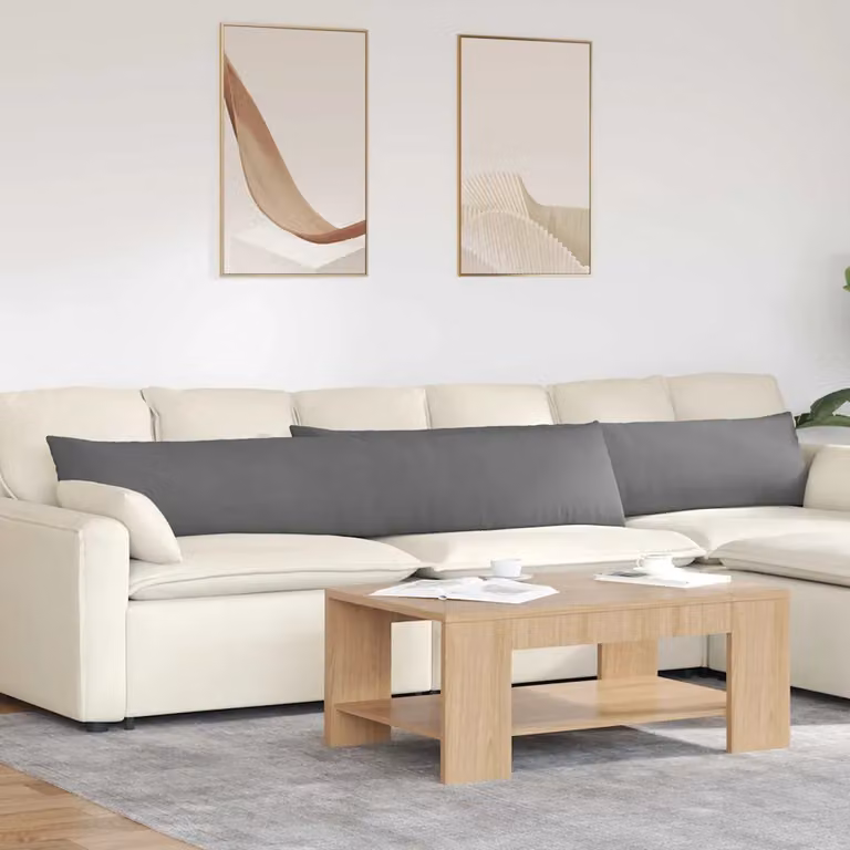 Set di 2 cuscini da divano vidaXL in tessuto grigio con fodera rimovibile, L 200 cm x P 40 cm x H 40 cm